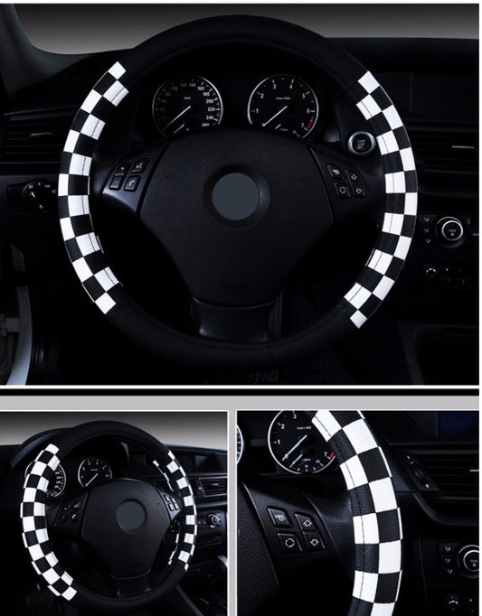 New Plaid Leather Steering Wheel Cover